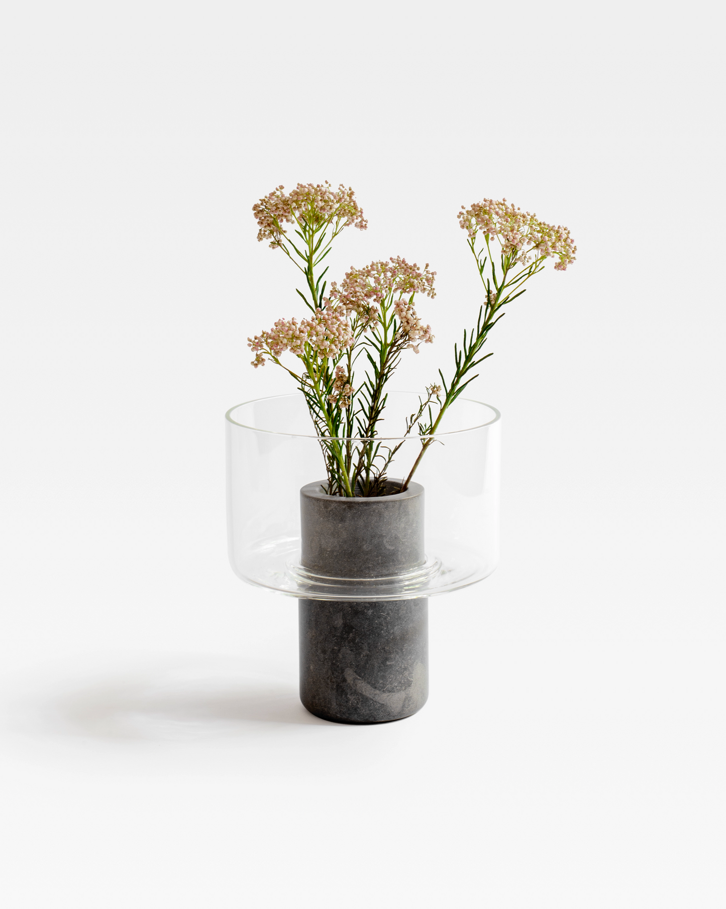 Handblown glass and grey fossena marble Abito vase