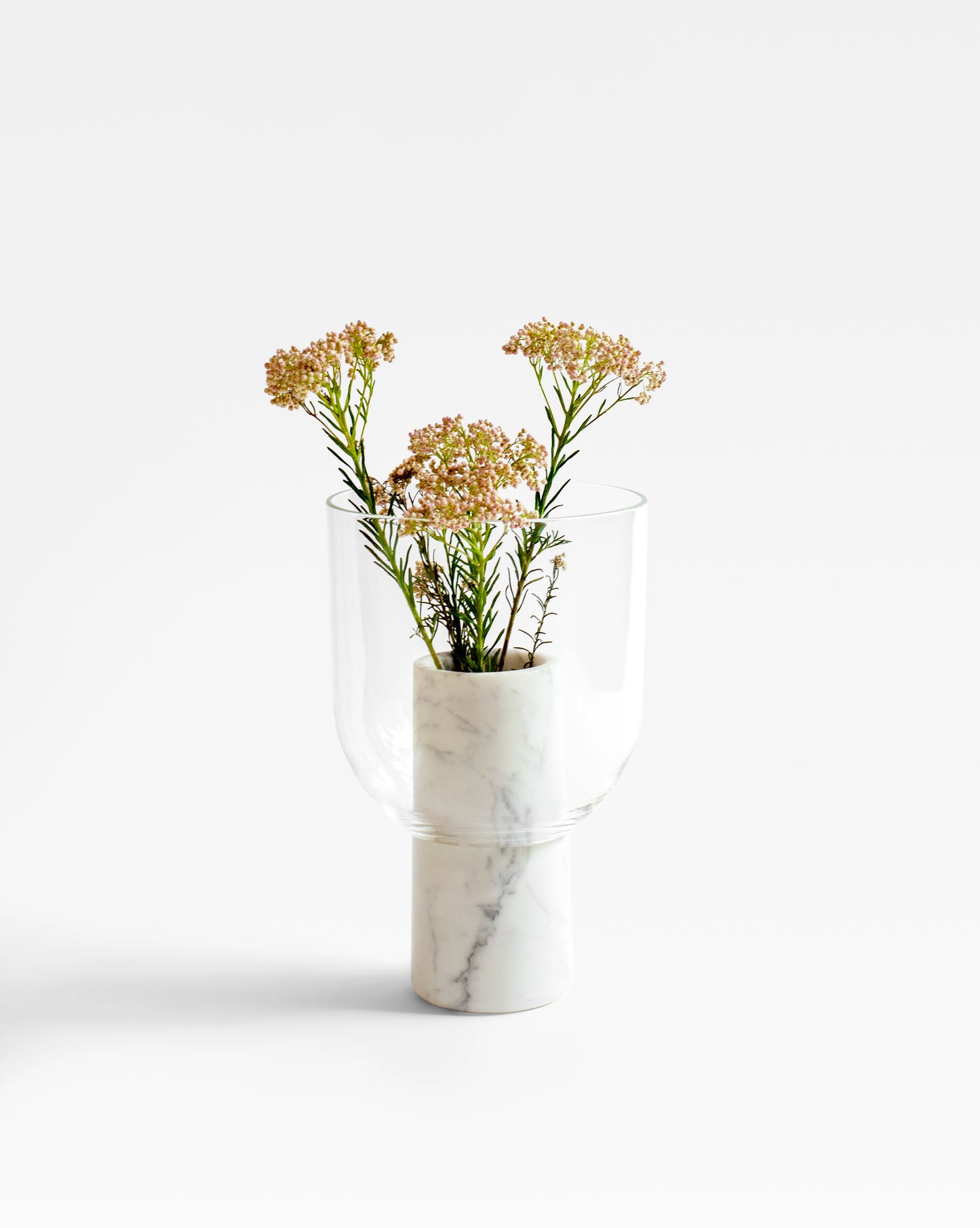 Handblown glass and white statuario marble Abito vase