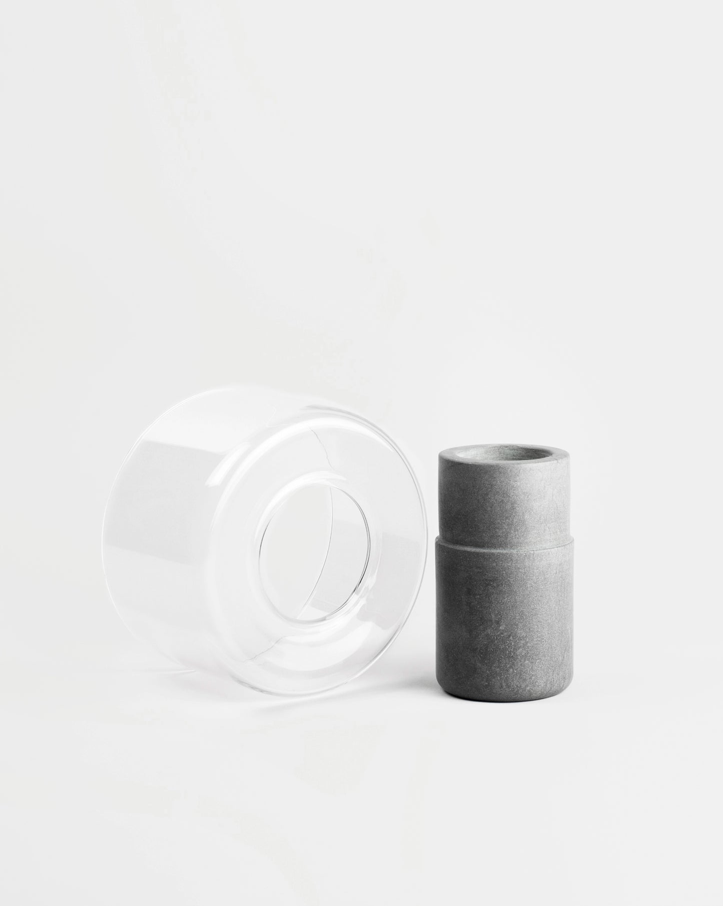 Abito vase in grey fossena marble and handblown glass