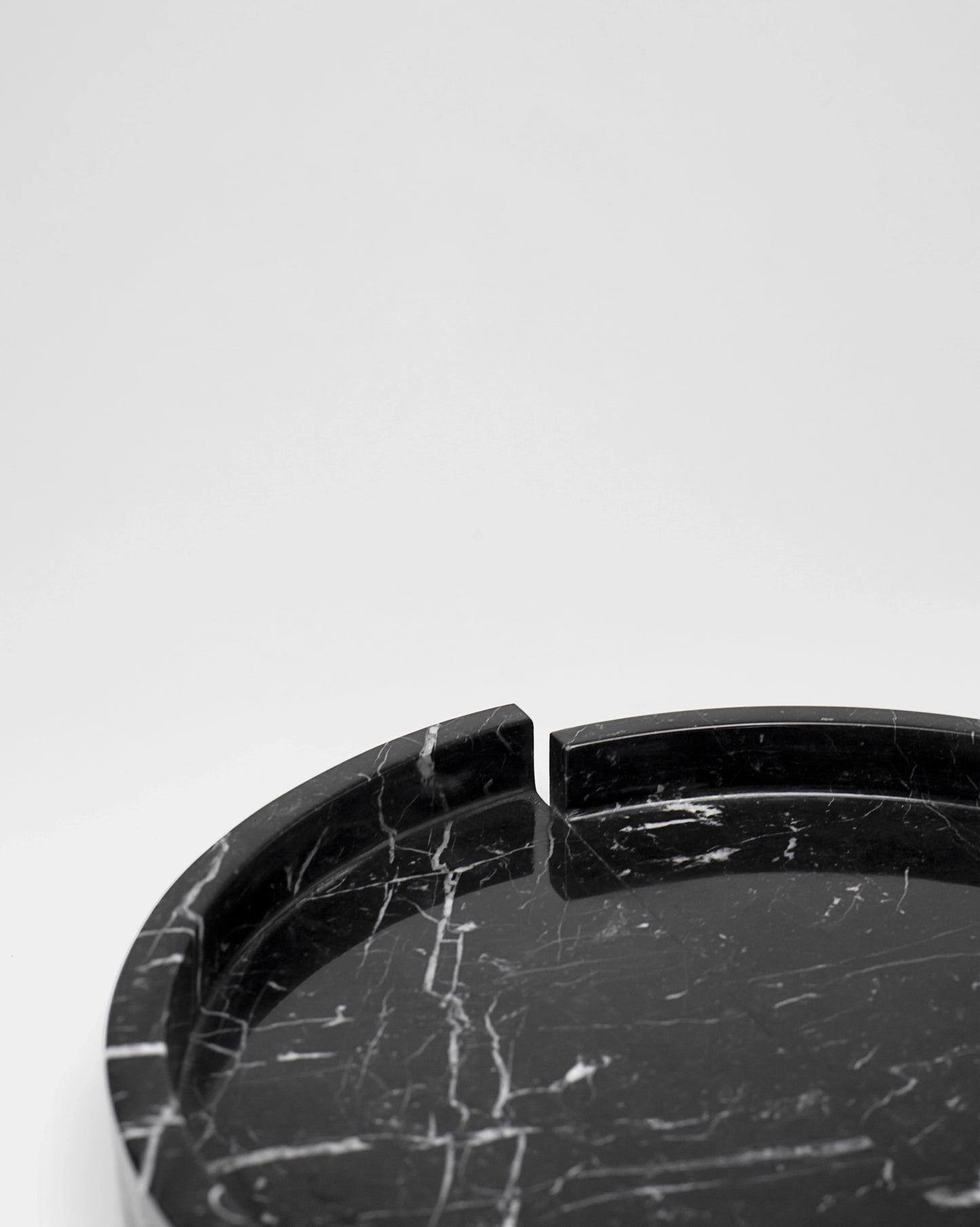 elegant deconstructionist black marble tray detail by sandro Lopez milano.