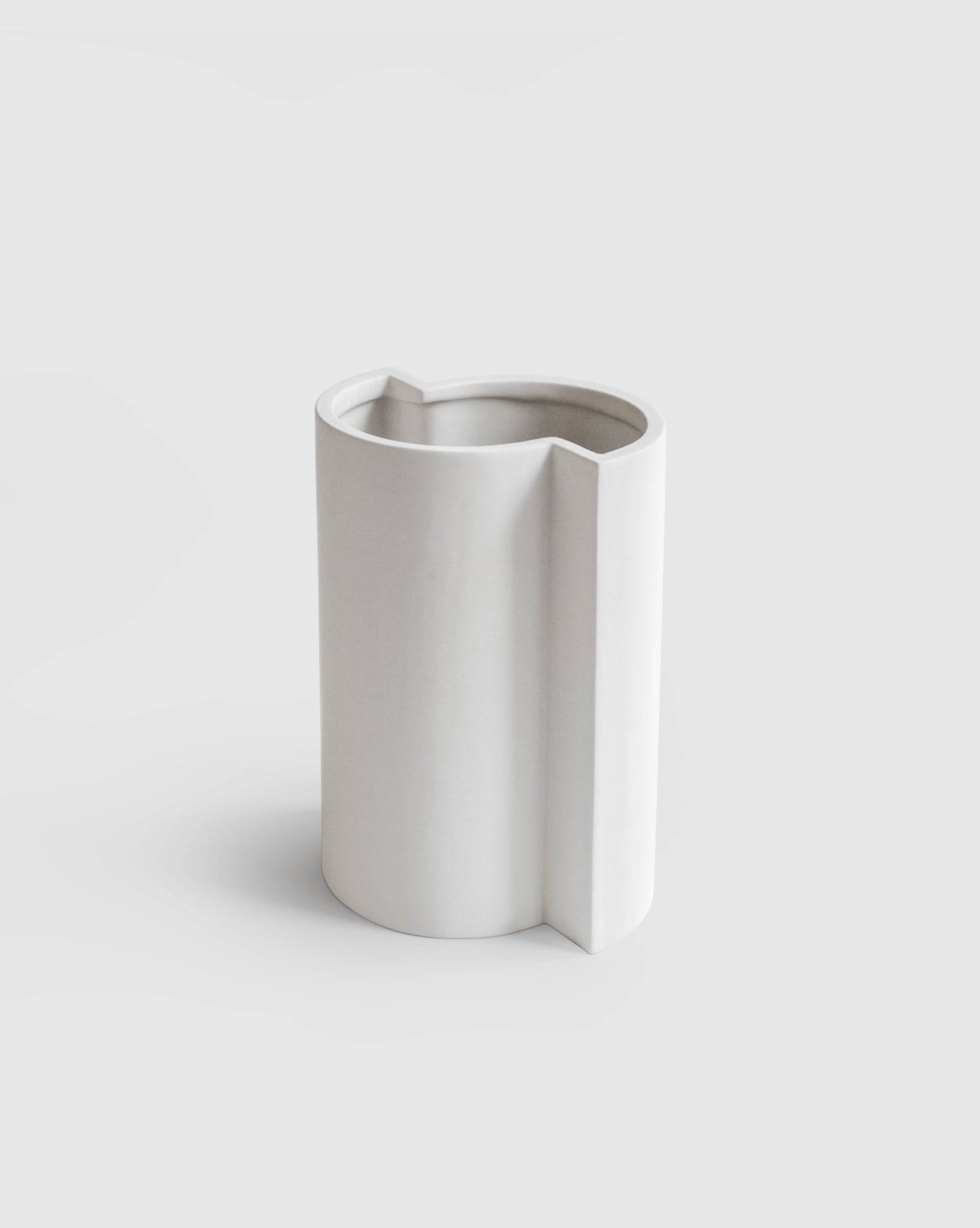 Elegant white ceramic Bishop Vase designed by artist Sara Khamisi.