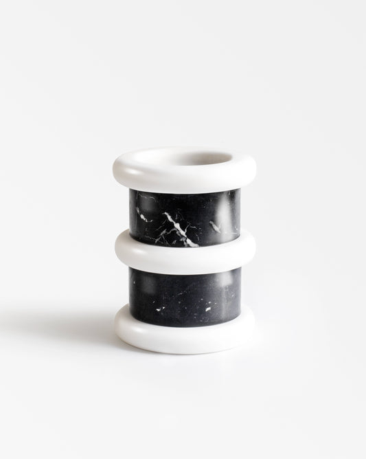 Designer black and white marble vase from Lumière collection by Sandro Lopez Milano