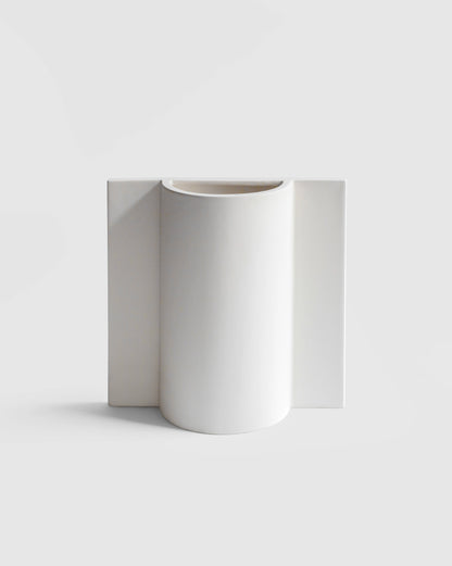 Handcrafted matte white Queen Vase, modern and elegant showcasing an elegant geometry