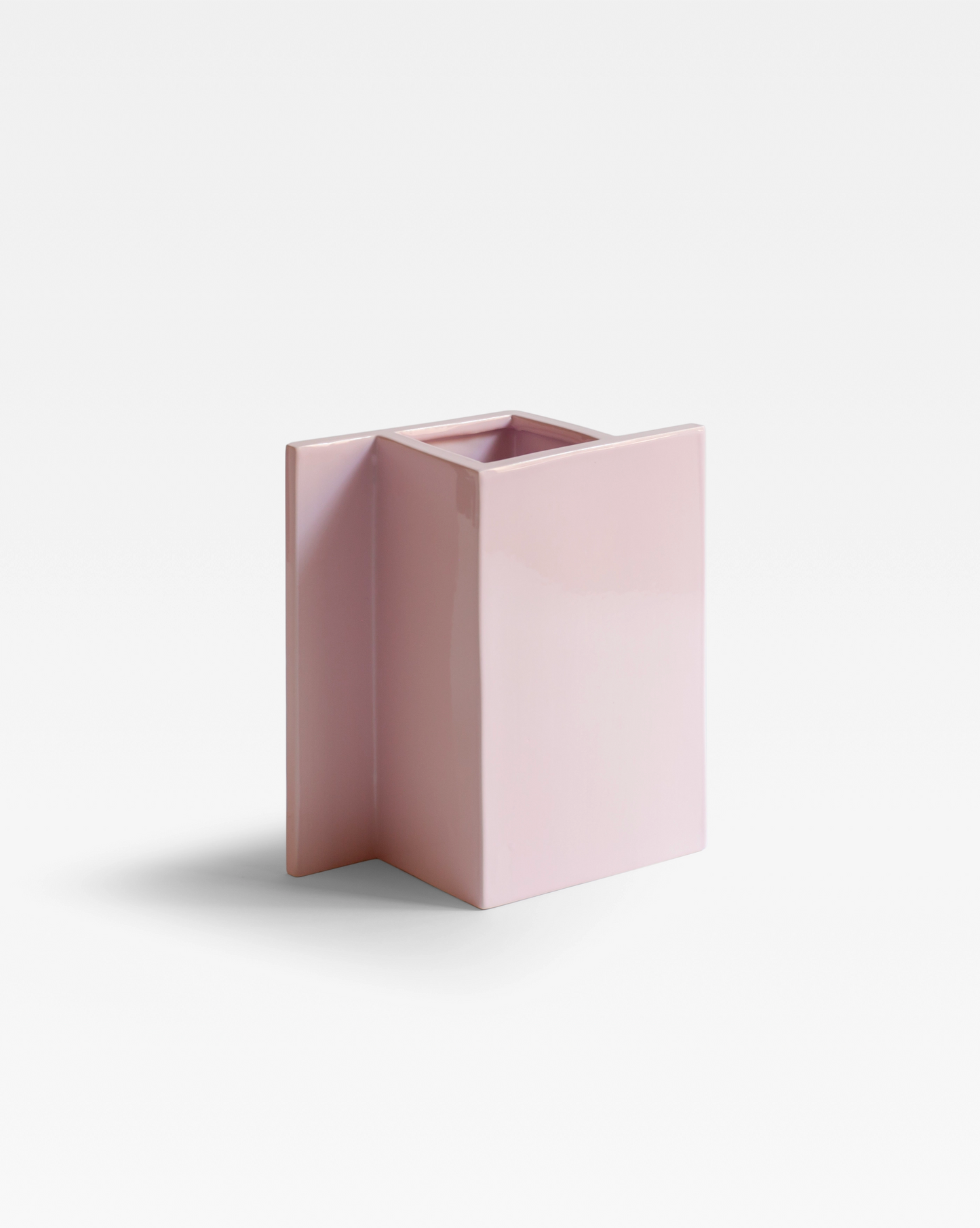 The pink Rook Vase unique handmade ceramic, with striking minimalistic geometry, perfect for contemporary interiors.