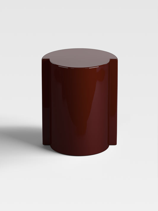 Lei side table in rich burgundy lacquer, handcrafted collectible furniture — refined Italian design for luxury modern living rooms.